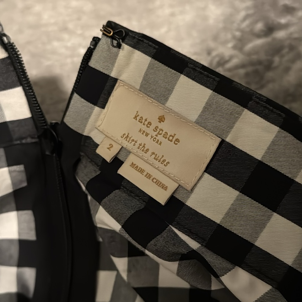 Kate Spade Gingham Midi Skirt in Black and White - Picture 2 of 2
